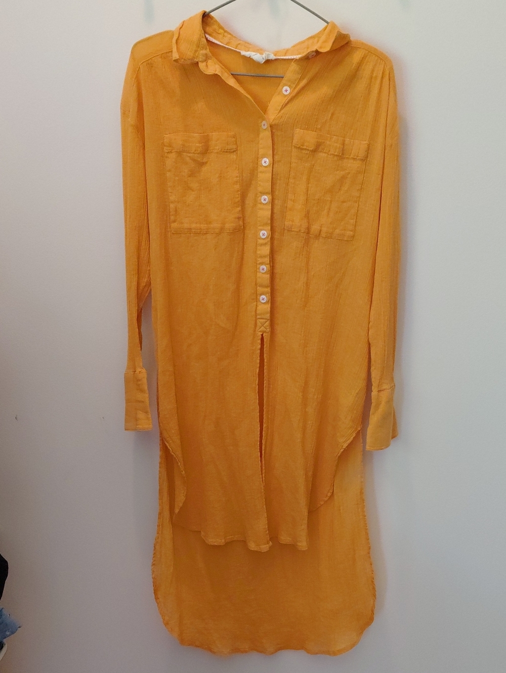 Anthropologie XS Sunlit Yellow Button-Front Tunic
